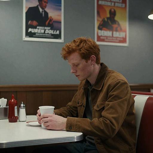 Lonely Man in Diner Booth Scene