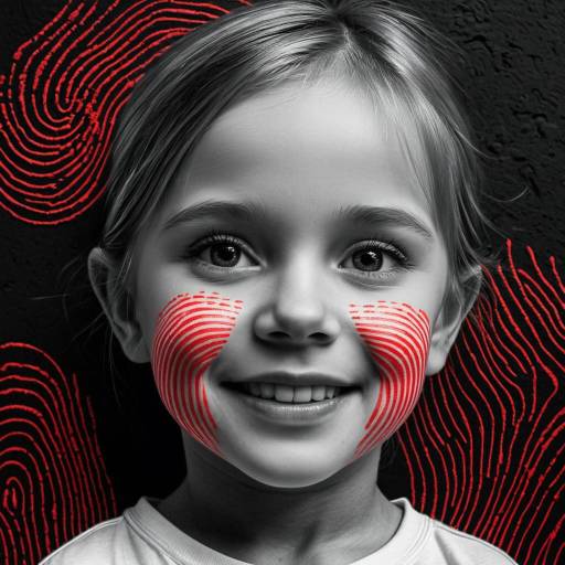 Child's Face with Red Fingerprint Art
