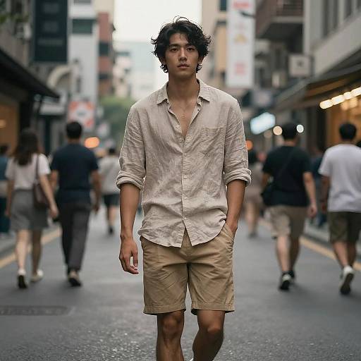 Athletic Young Man in Bustling City