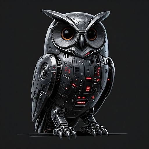 Cyberpunk Mechanical Owl Silhouette