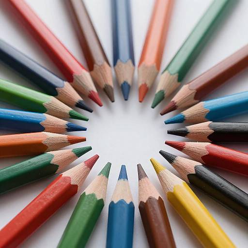 Vibrant Circular Pencil Arrangement Photography