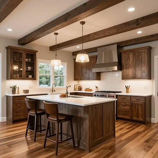 Country Style Kitchen with Beam Ceiling
