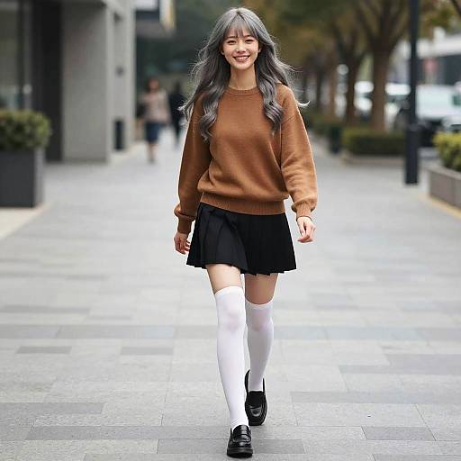 Realistic Outdoor Portrait of Laughing Woman