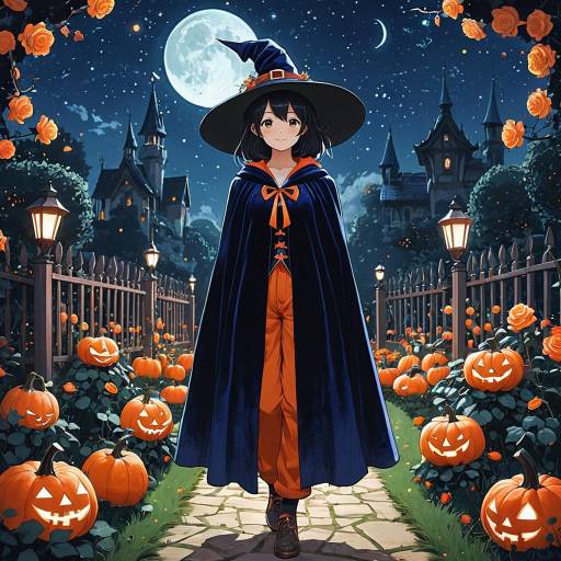 Cute Witch in Spooky Rose Garden