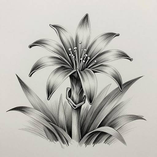 4K Pencil Sketch of Alien Flower