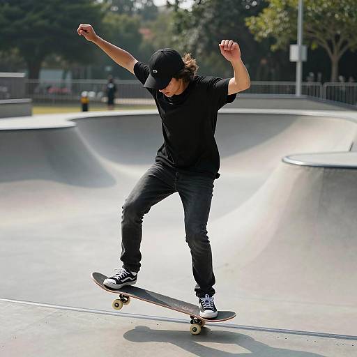 Dynamic Skateboarding in Sunlit Park