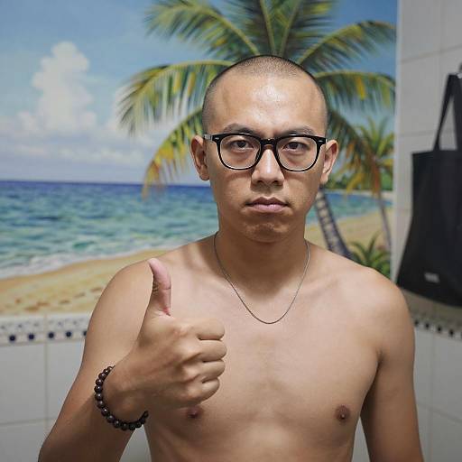 Tropical Vibes: Confident Man at Beach