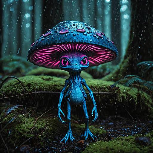 Enchanted Alien in Mystical Forest