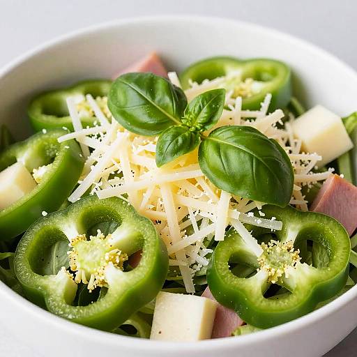 Fresh Green Bell Pepper and Cheese Salad