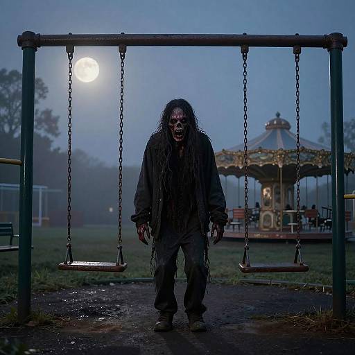 Moonlit Playground Monster at Dusk