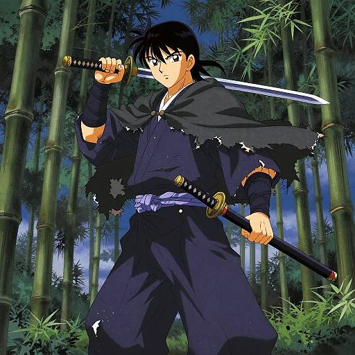 Stealthy Ronin in Twilight Bamboo Grove