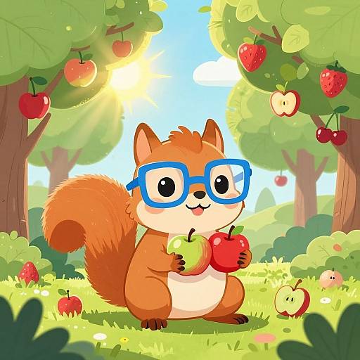 Cute Squirrel in Vibrant Orchard
