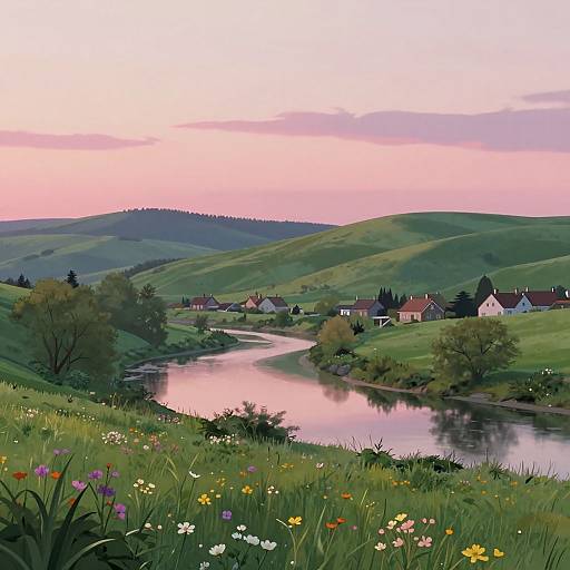 Professor Layton Countryside Dusk Scene