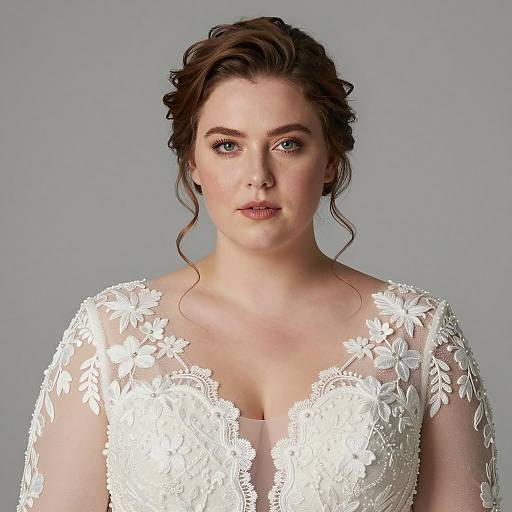 Plus-Size Bride in Lace Wedding Dress