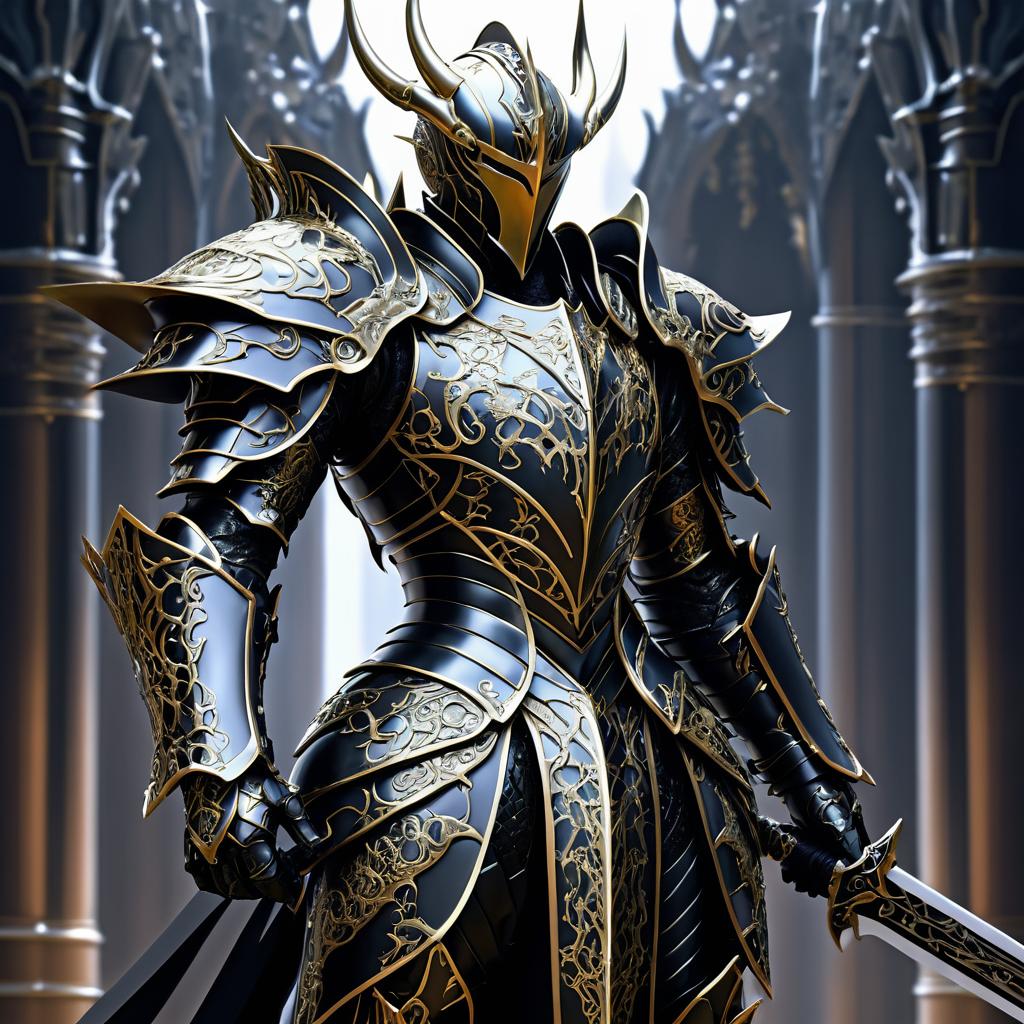 Elegant Dragon Knight in Metal Armor