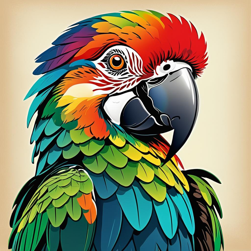 Whimsical Parrot Portrait in Moreau Style