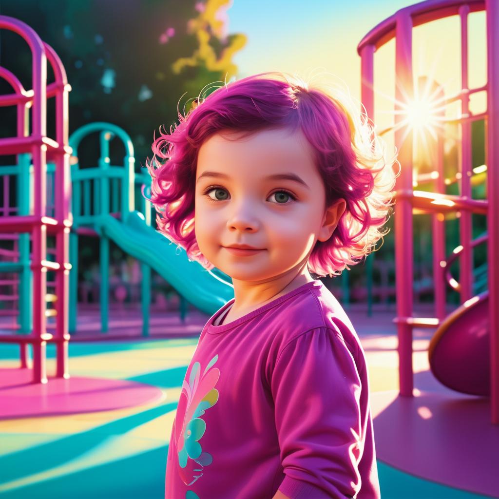 Charming Child in Colorful Playground Scene