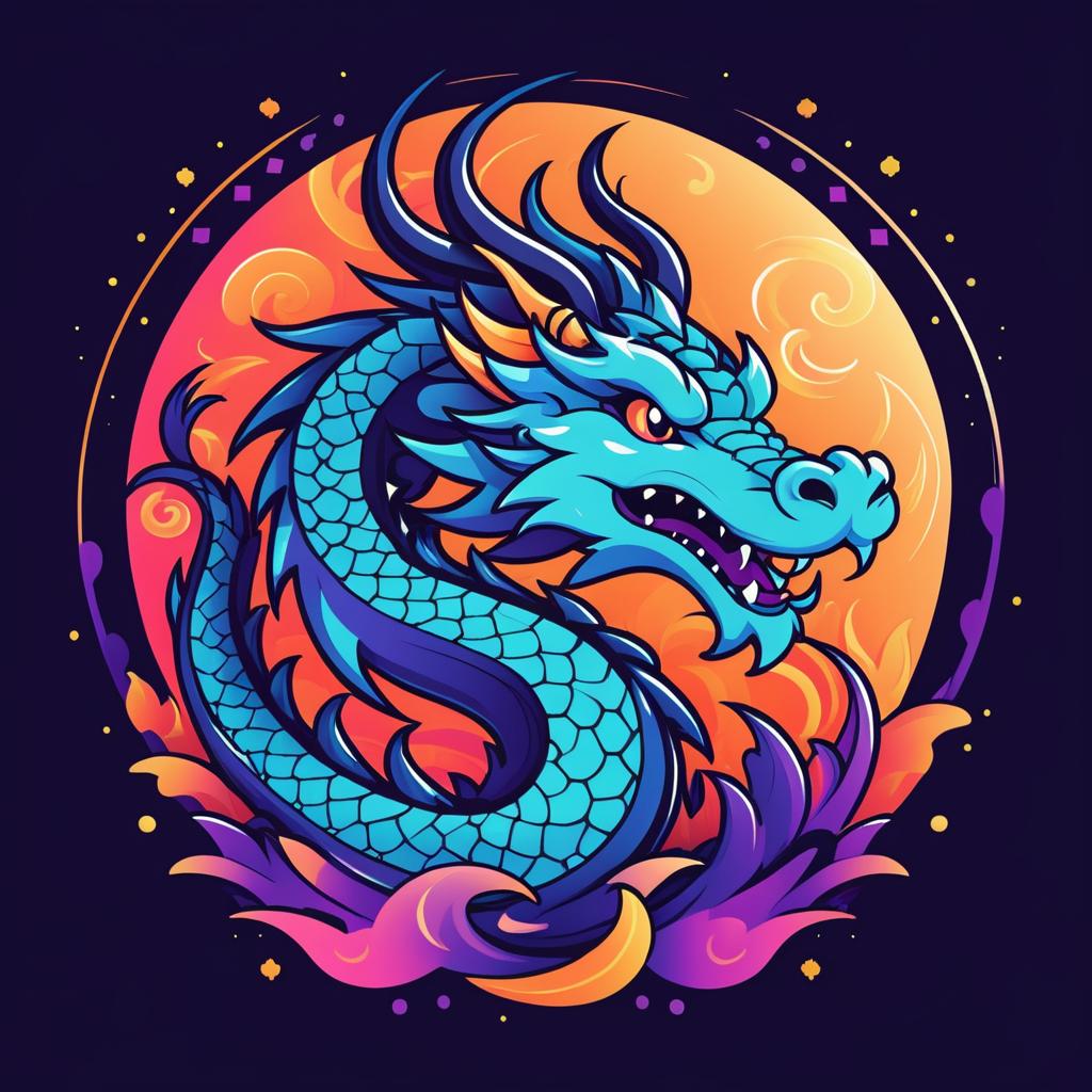 Vector Cartoon Dragon for T-Shirt Design