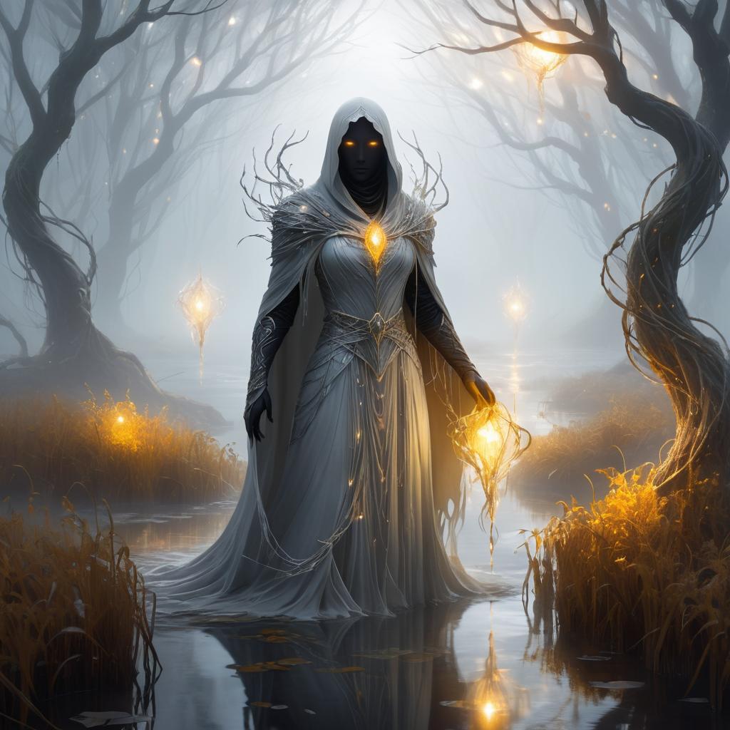 Ethereal Wraith in Misty Marshland