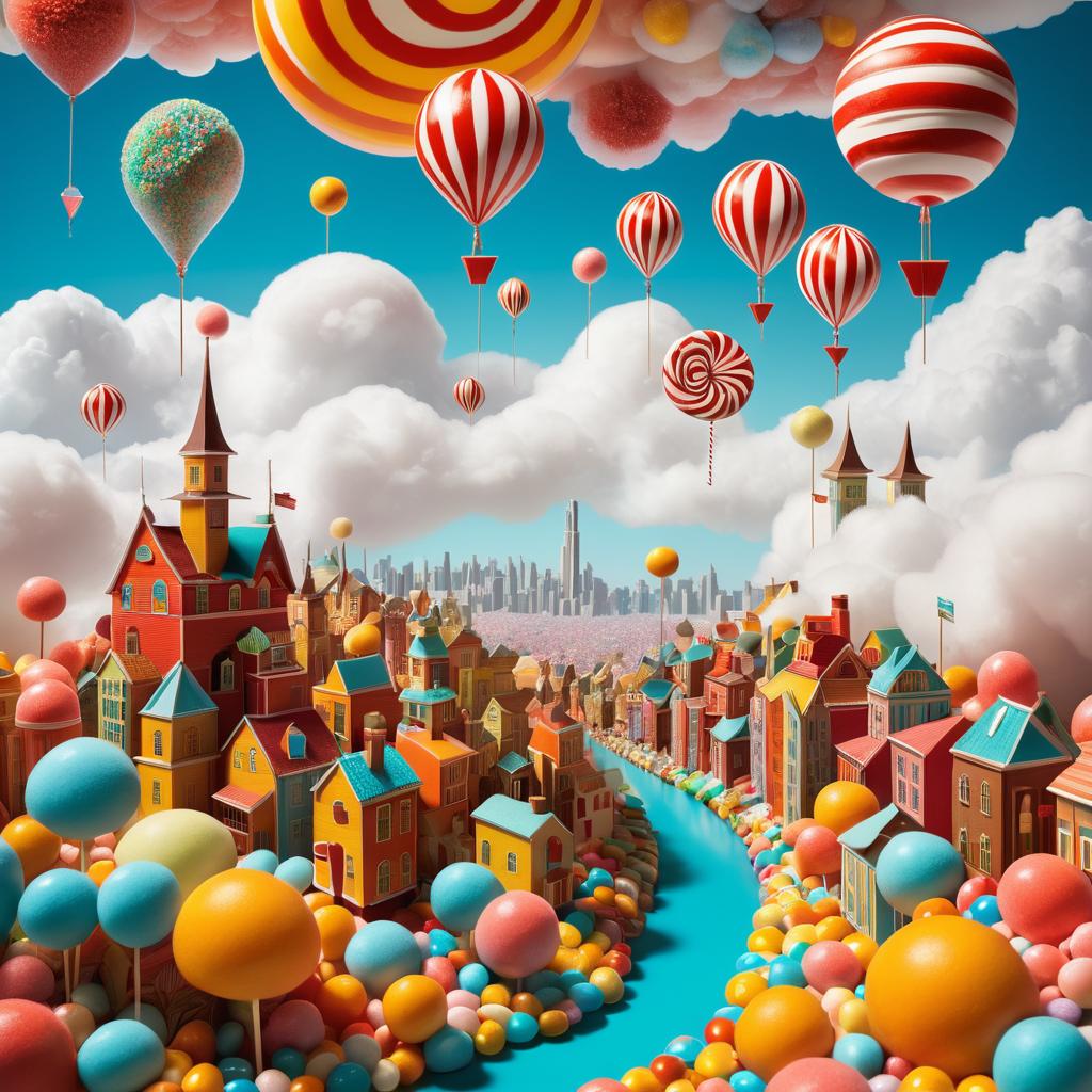 Whimsical Candy City in the Clouds