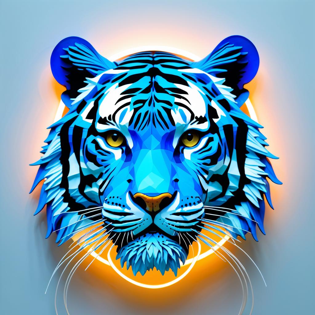 Electric Blue Tiger Portrait Art