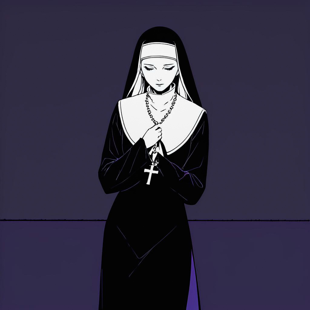 Repentant Nun in Minimalist Style