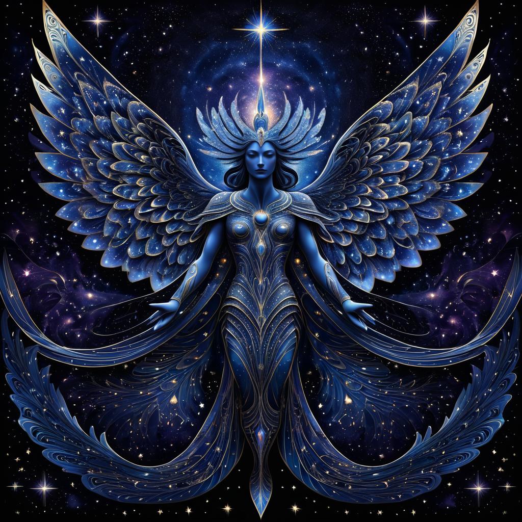 Celestial Being with Starry Wings Illustration