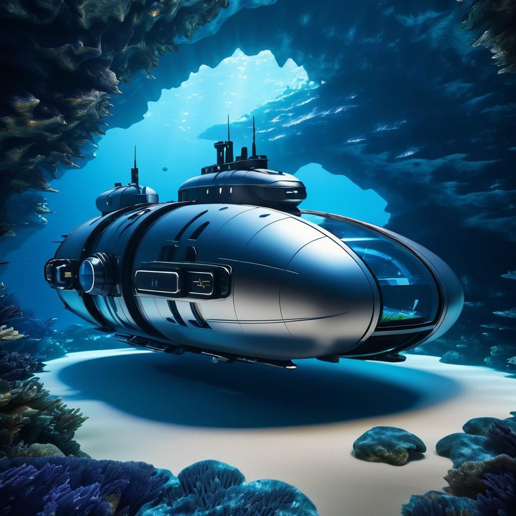 AI-Controlled Submarine Exploring Underwater Cave