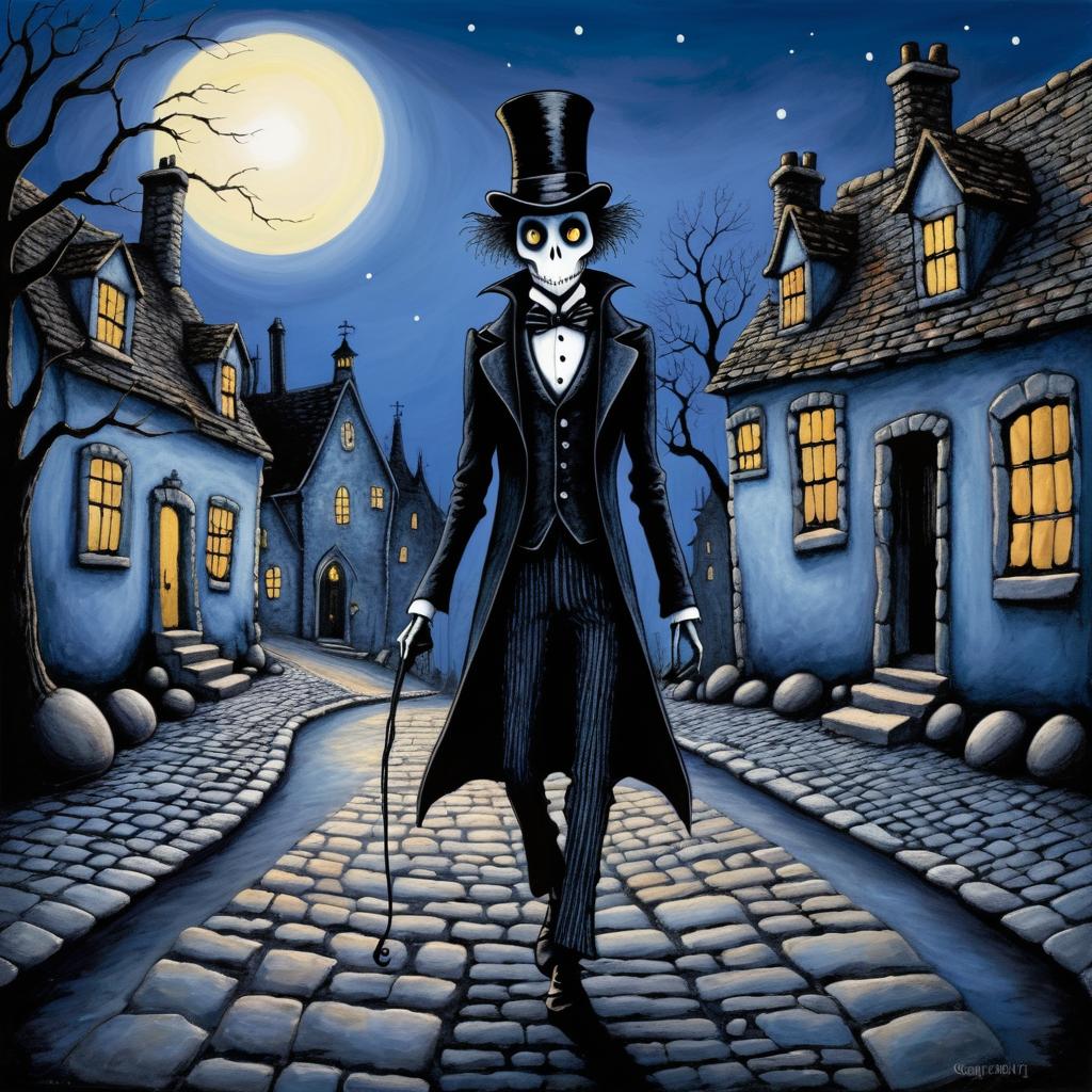 Eerie Ghoul in Whimsical Twilight Street