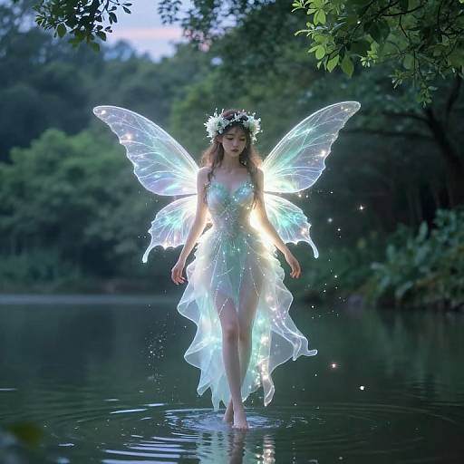 Ethereal Fairy Above Mystical Lake