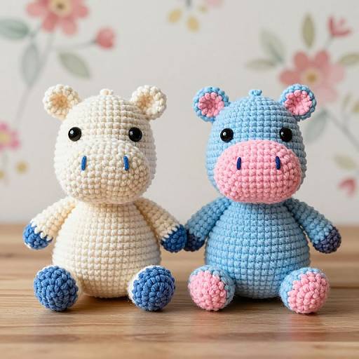 Handcrafted Crocheted Hippos Pair