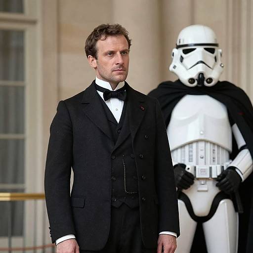 Victorian Era Man in Formal Suit with Stormtrooper