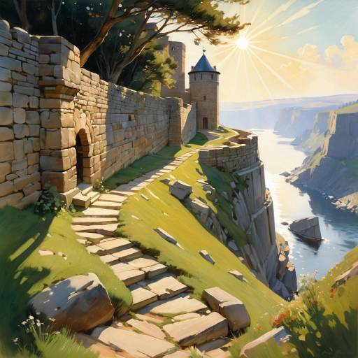 Medieval Stone Fortress on Cliffside