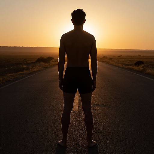 Backlit Mottled Man at Sunset