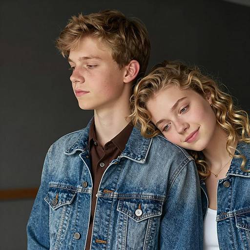 Young Couple in Denim Jackets