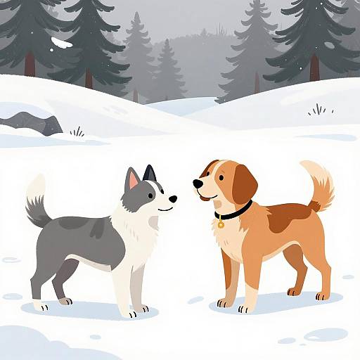 Charming Dogs in Snowy Landscape