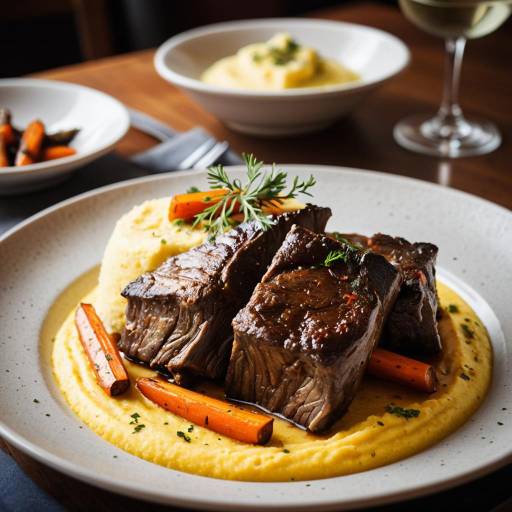 Braised Short Ribs with Polenta and Roasted Carrots