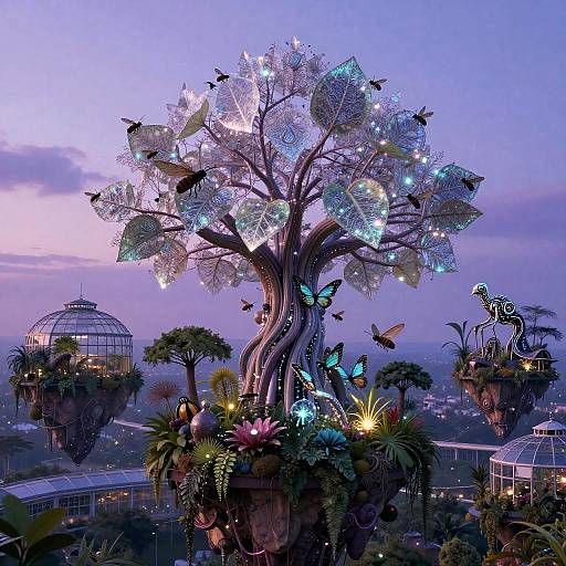 Floating Glass Greenhouse at Violet Dusk