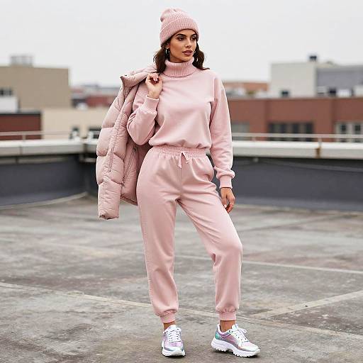Trendy Athleisure Woman on Rooftop