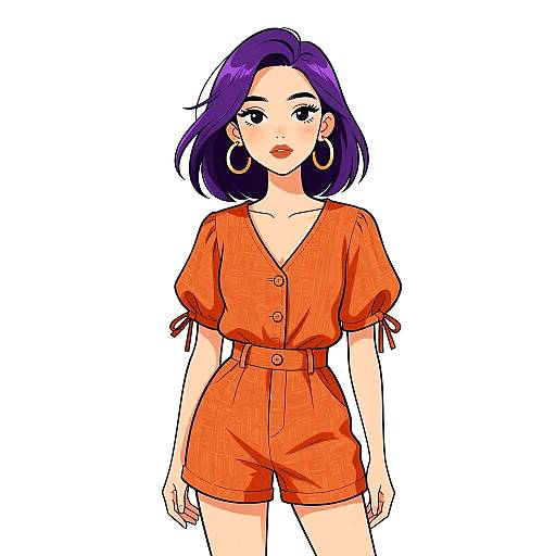 Casual Chic Woman in Burnt Orange Romper