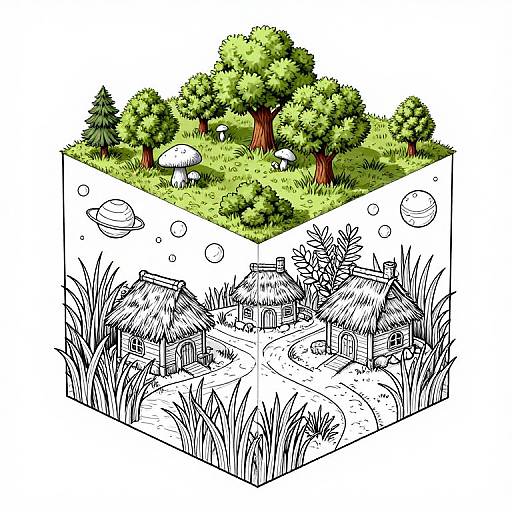 Miniature Fantasy Cube Scene