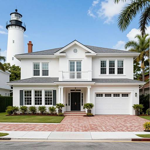 Luxury Estate with Lighthouse Background