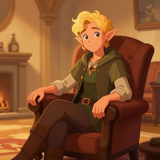 Cozy High-Elf Comic Living Room