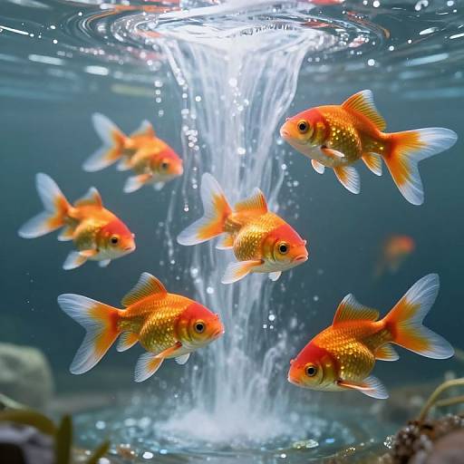 Surreal Crystalline Goldfish in Air