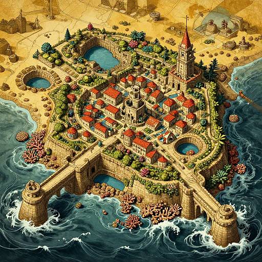 Medieval Fantasy Coastal City Map