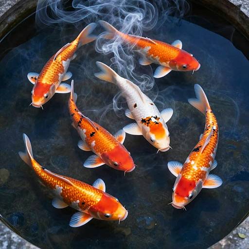 Smoke Art of Serene Koi Pond