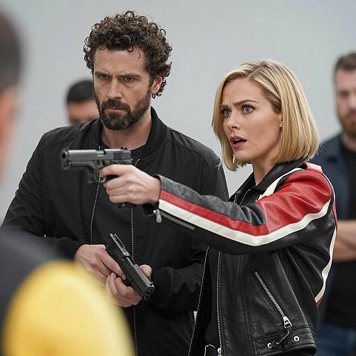 Dramatic Indoor Encounter with Gun