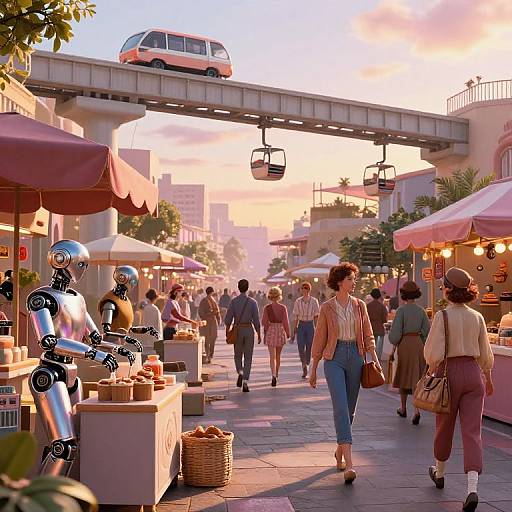 Retrofuturistic Market Street Scene