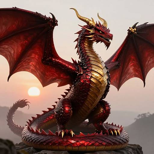 Majestic Armored Dragon with Crimson Wings