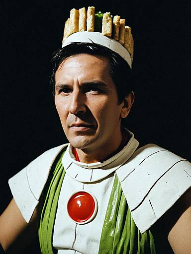 Man in Caesar Dressing Bottle Costume